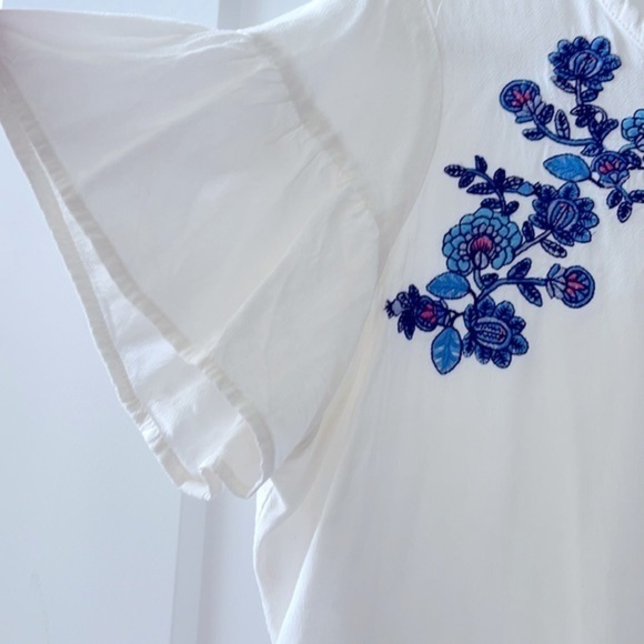 Loft Floral Embroidered Ruffle Cuff Top - Picture 8 of 8